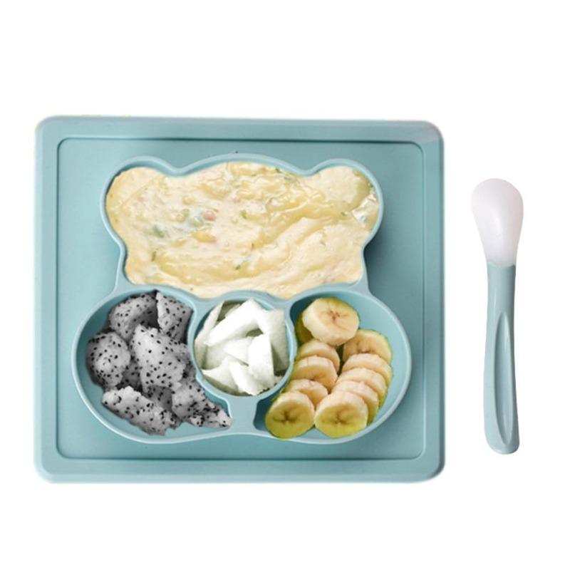 Proactive Baby Baby Dinning Plate Bear Baby Silicon Plate with Built-In placements