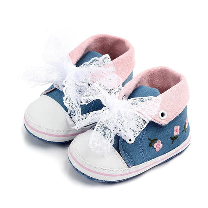 Proactive Baby Model 2-Navy / 0-6 Months ComfyBaby Cute Baby Girl Shoes With Floral Embroidery