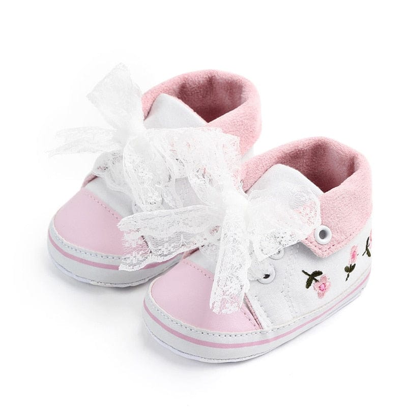 Proactive Baby Model 2-White / 0-6 Months ComfyBaby Cute Baby Girl Shoes With Floral Embroidery