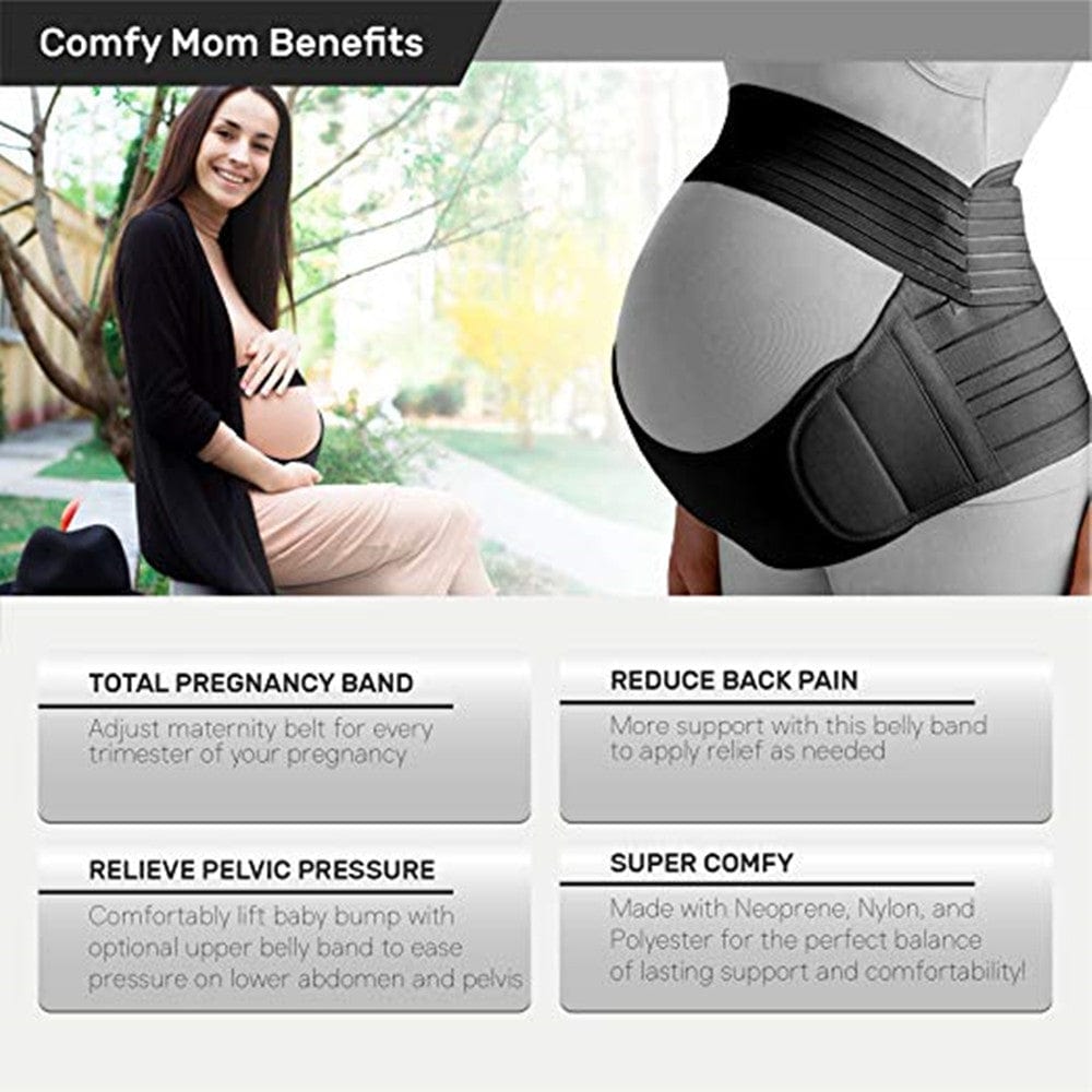 Pregnancy Support Maternity Belt Waist Support Best Pregnancy Back Brace Abdomen Band Belly Brace Women Black / XXXL by Fit Sports