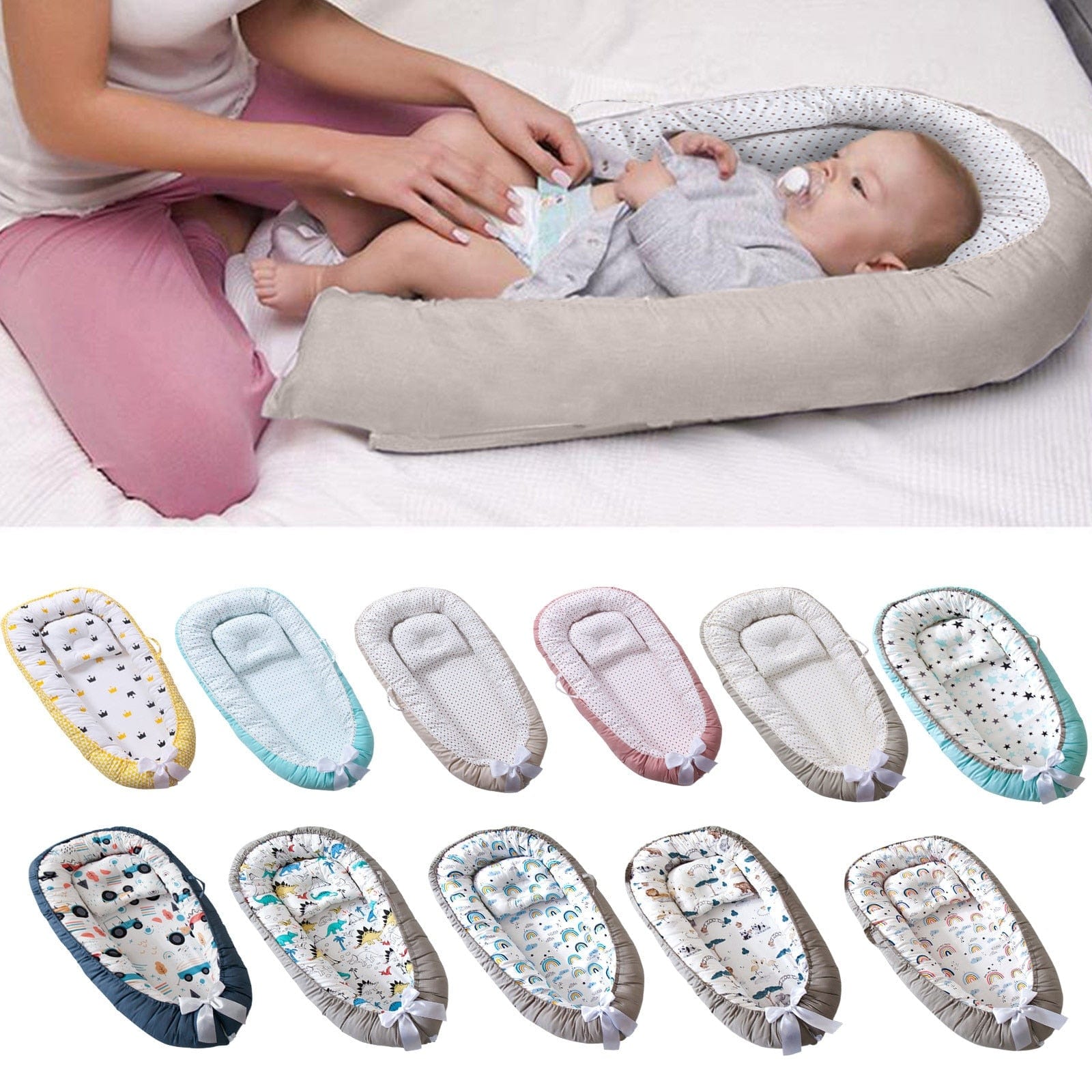 Baby Lounger Nest - 100% Cotton Portable Newborn Sleeper - Soft