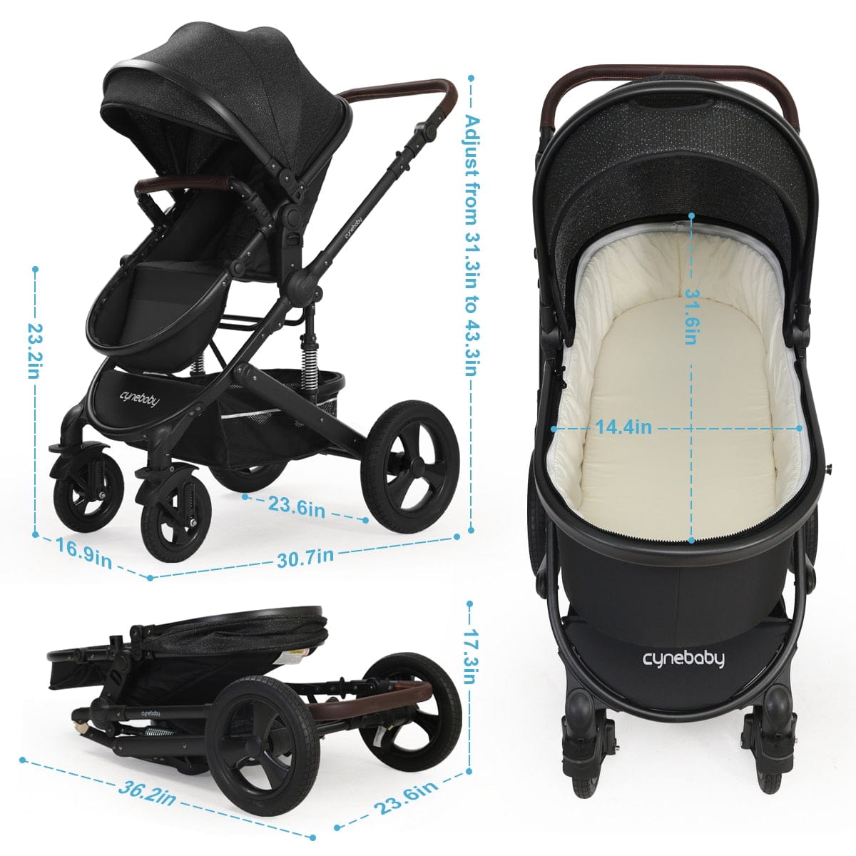 Proactive Baby Cynebaby 2 in 1 Convertible Cradle Stroller