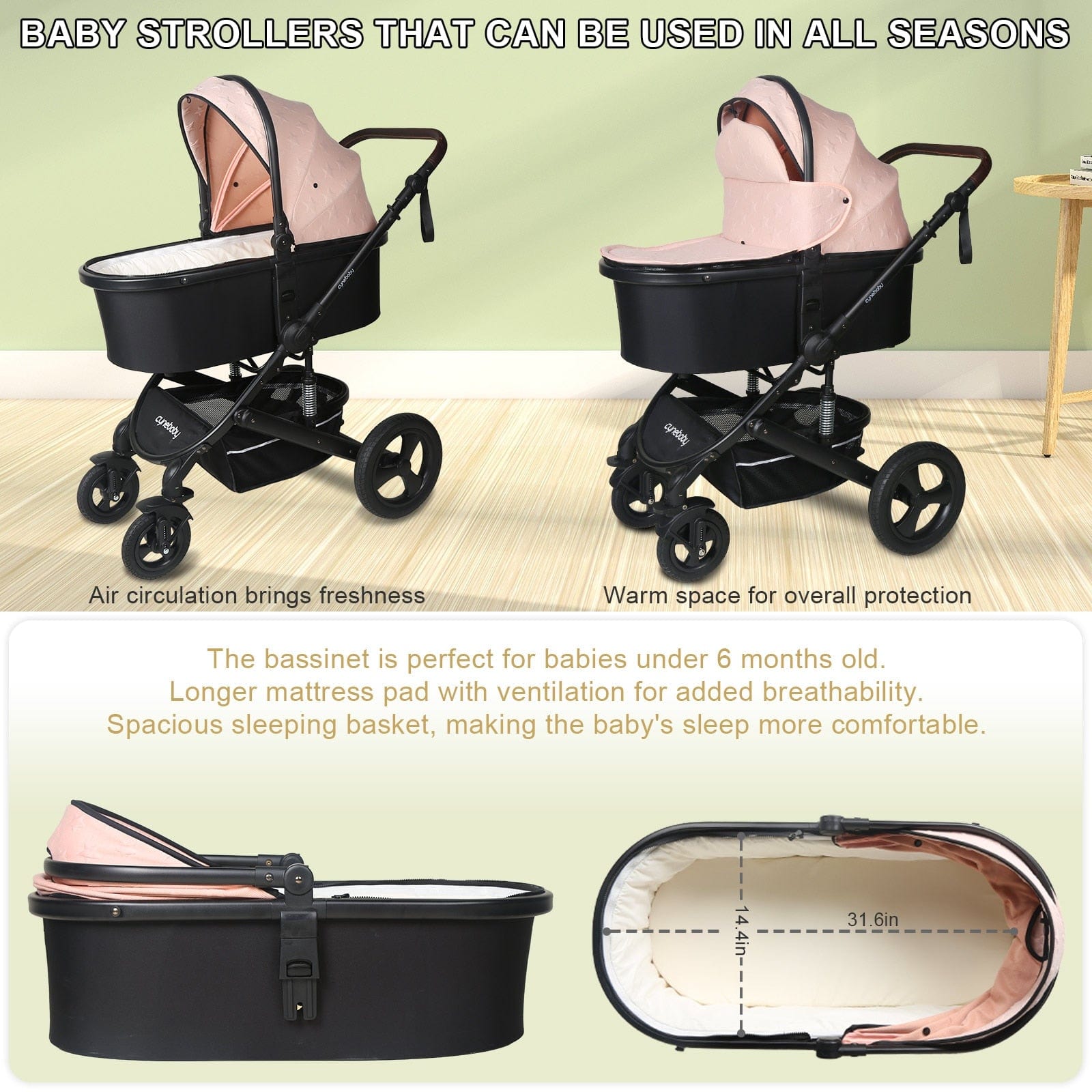 Proactive Baby Cynebaby 2 in 1 Convertible Cradle Stroller