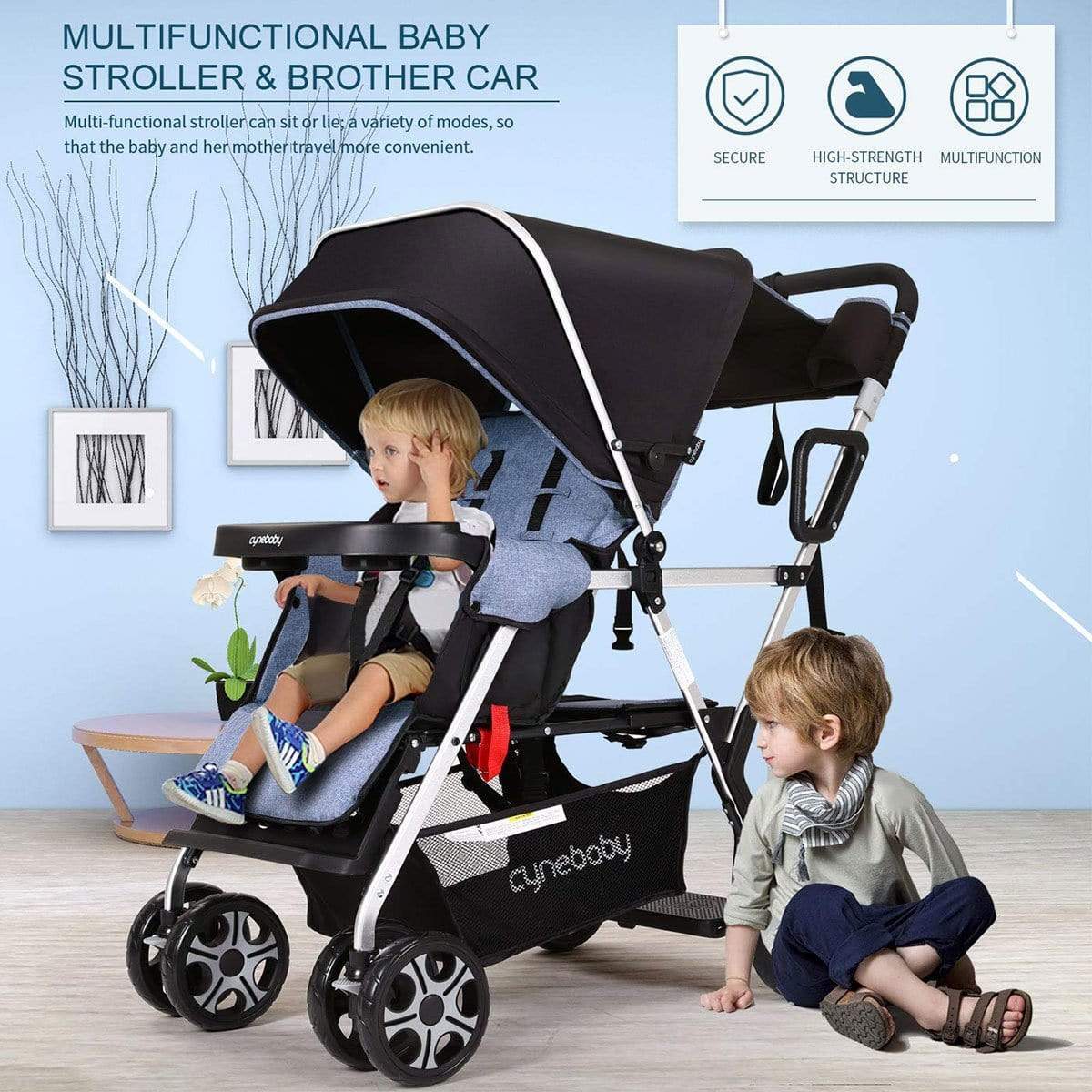 Proactive Baby Baby Pram Stroller cynebaby™ Baby Stroller For 2 babies