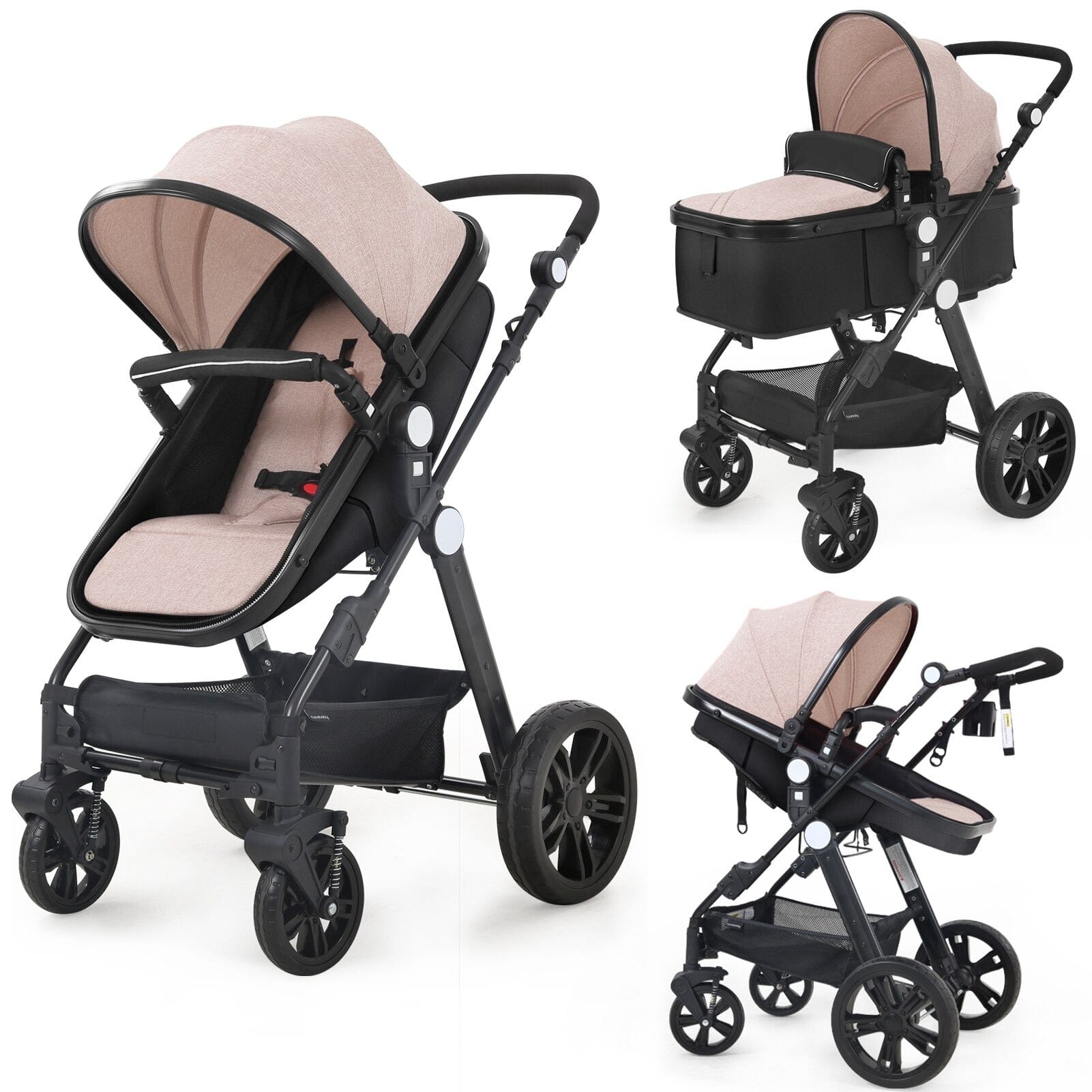 Proactive Baby Pink CyneBaby High-view Baby Stroller With Reversible Cradle