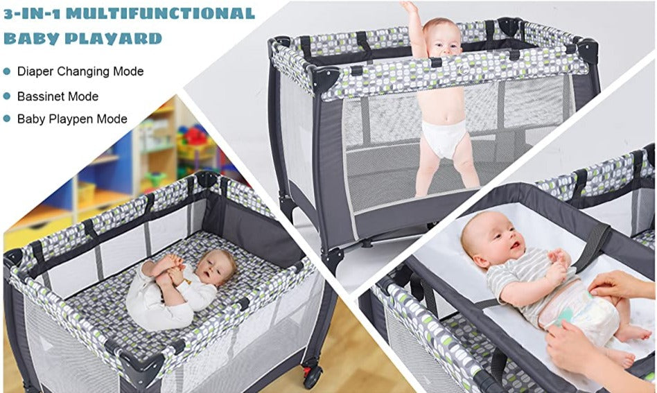 Proactive Baby Foldable Travel Baby Crib Playpen I Infant Bassinet Bed With Mosquito Net