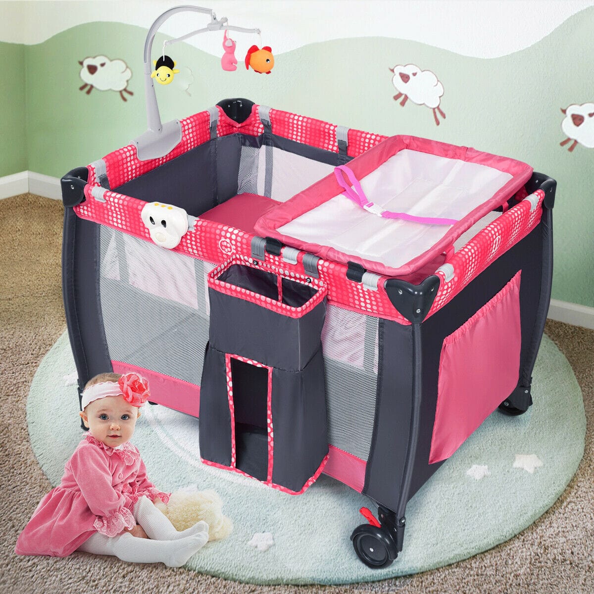 Wholesale Baby Cuna Corral Bebe Foldable Playpen Sleeping Babybed Cribs  Travel Cot Bassinet with Luxury Mosquito Net - China Baby Palypen, Baby  Playard