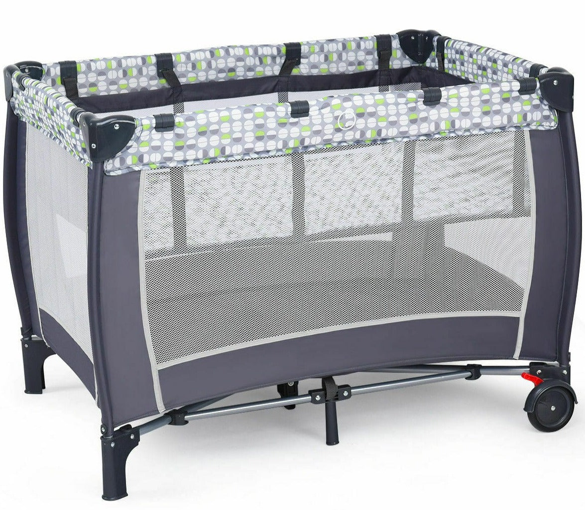 Proactive Baby Foldable Travel Baby Crib Playpen Infant Bassinet Bed Mosquito Net Music w/ Bag