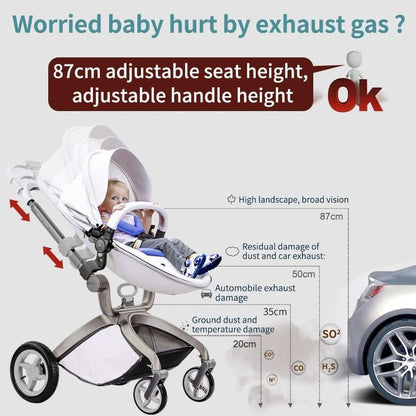 Proactive Baby Baby Pram Stroller Hot Mom™ Luxurious 360° 2 in 1 Baby Stroller