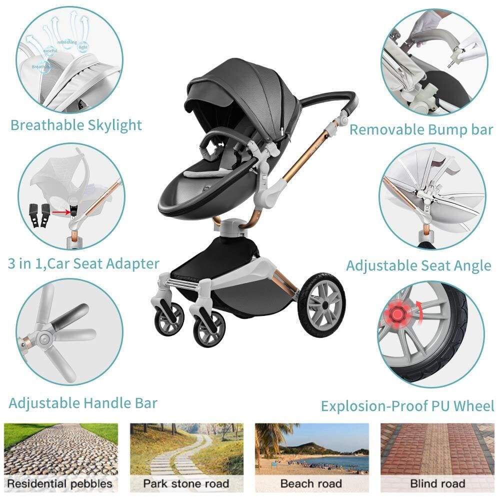 Proactive Baby Baby Pram Stroller Hot Mom™ Luxurious 360° 2 in 1 Baby Stroller