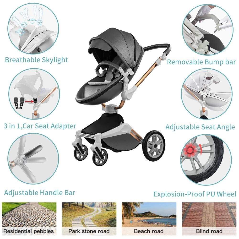 Hot Mom Baby Stroller High Landscape Reversible Luxury Baby Carriage,Grid