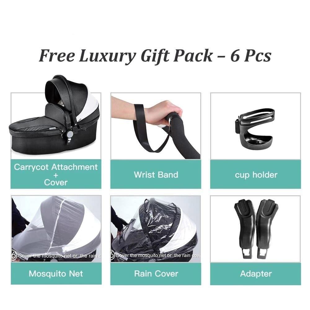 Proactive Baby Baby Pram Stroller Hot Mom™ Luxurious 360° 2 in 1 Baby Stroller