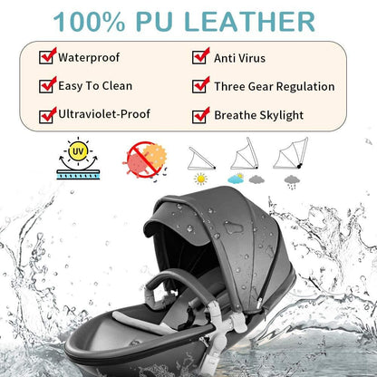 Proactive Baby Baby Pram Stroller Hot Mom™ Luxurious 360° 2 in 1 Baby Stroller