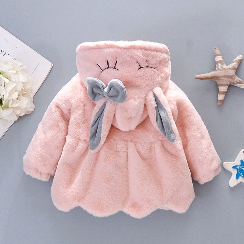 Proactive Baby Infant/Babies Winter Warm Hooded Cute Rabbit Ears Plush Baby Jacket