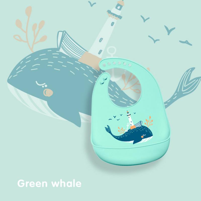 Proactive Baby Baby Bibs Green Whale LoveBaby™ Cute Design Baby Silicone Bibs