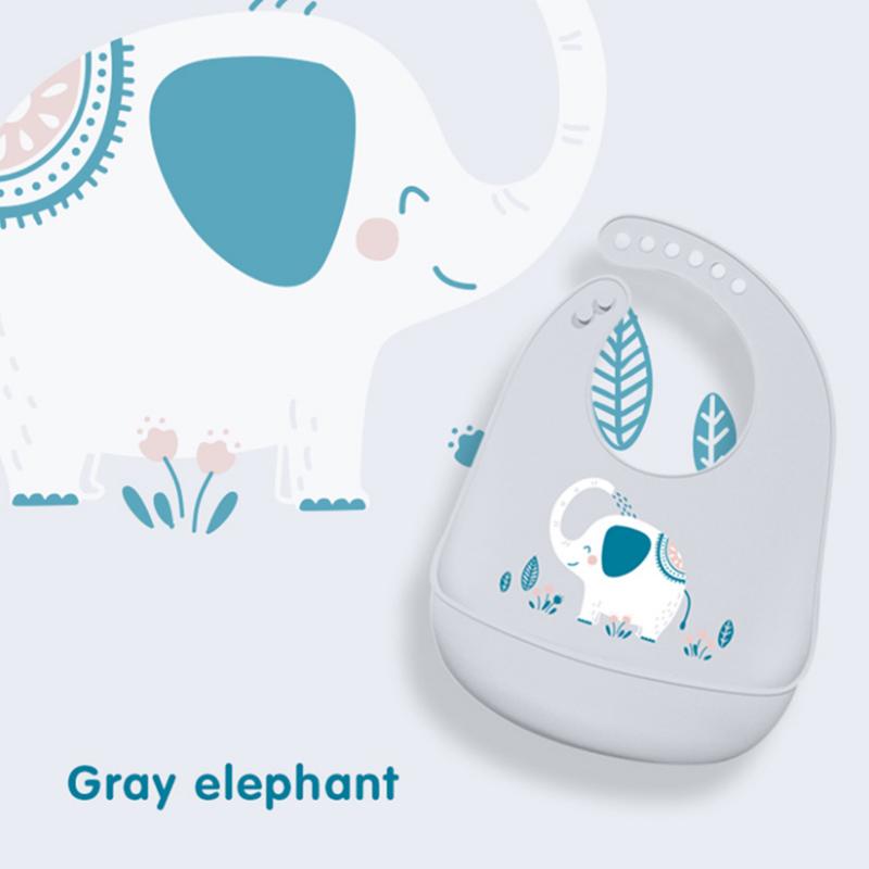 Proactive Baby Baby Bibs Grey Elephant LoveBaby™ Cute Design Baby Silicone Bibs