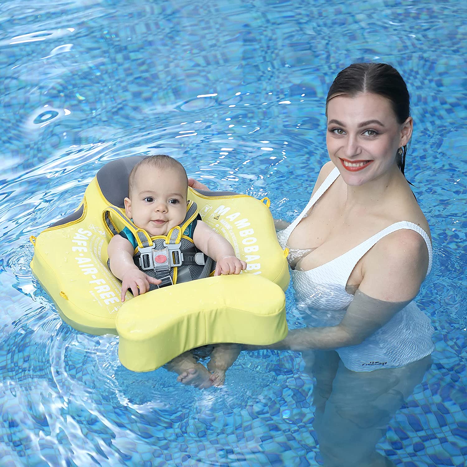 Proactive Baby Mambobaby Baby Swim Float with Canopy, Non-Inflatable Solid Baby Float, Soft Skin-Friendly Fabric Material Infant Float