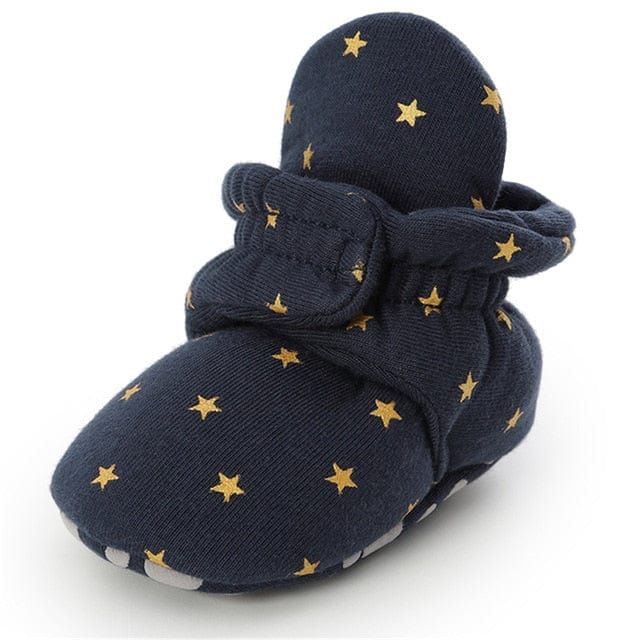 Proactive Baby Gray Star / 11cm (4.33 in) MYGGPP Babies First Walker Booties - Comfortable, Soft, Anti-slip & Warm