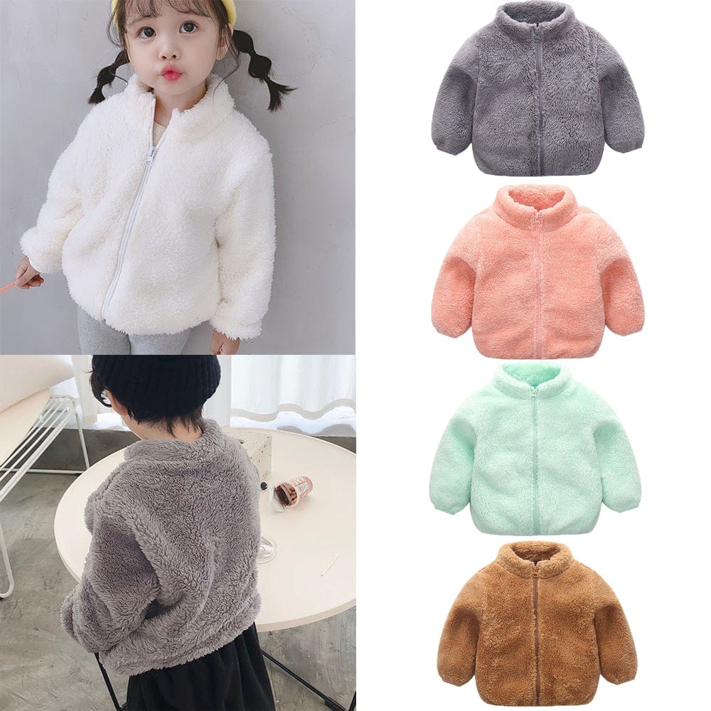 Proactive Baby New Fashion Infant Baby Boy Girl Coat Winter Autumn Warm Pure Color Zipper Wool Coat 0-5Y New Fashion