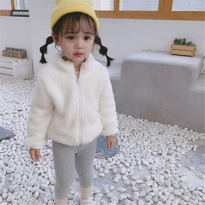 Proactive Baby white / 24M New Fashion Infant Baby Boy Girl Coat Winter Autumn Warm Pure Color Zipper Wool Coat 0-5Y New Fashion