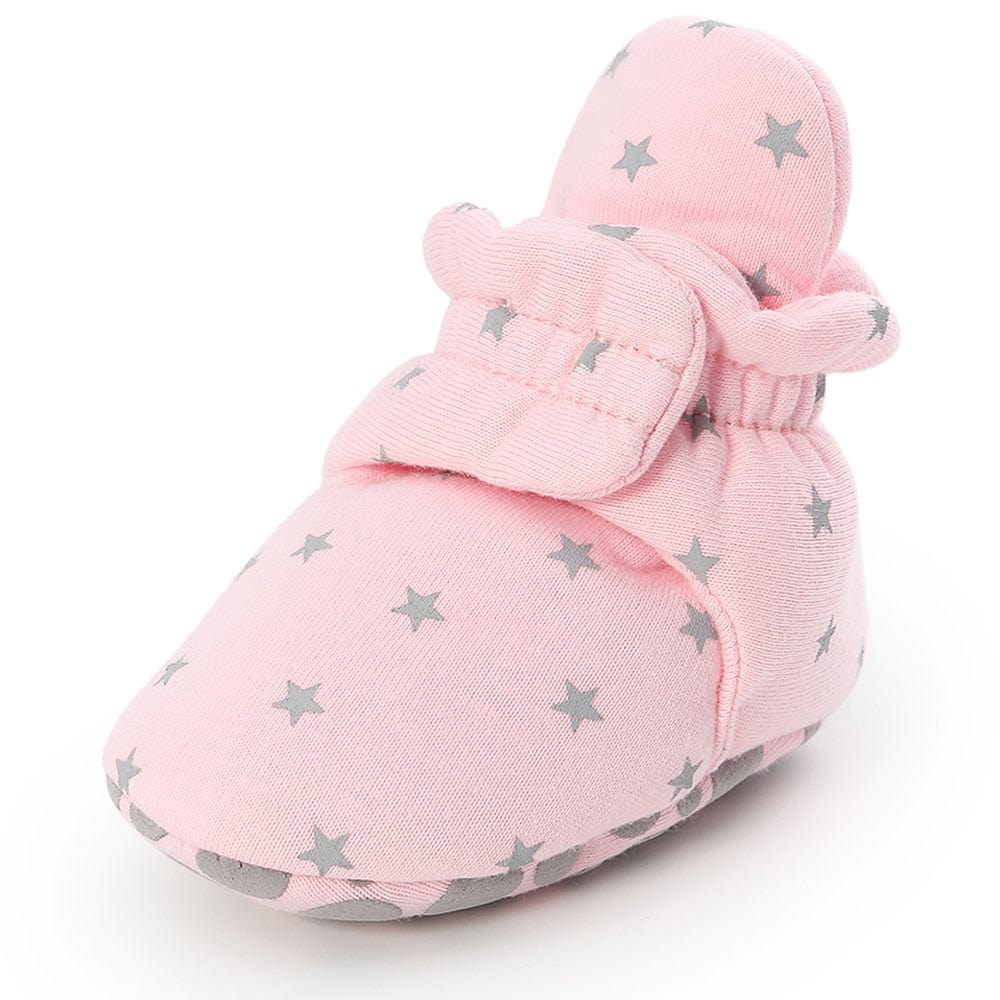 Proactive Baby Pink / 0-6 Months Newborn Baby Shoes With Star Print For Boy/Girl With Cute Star Prints I First Walkers Booties Comfortable Soft Anti-slip Warm Infant Shoes