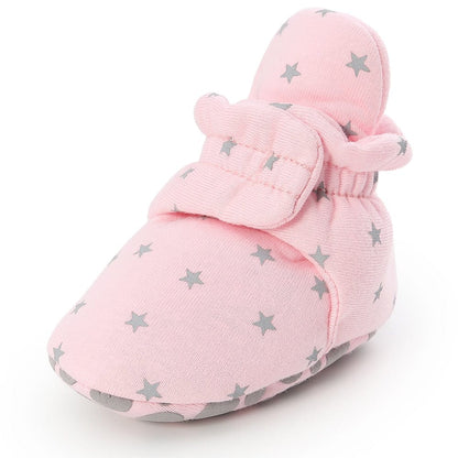 Proactive Baby Pink / 0-6 Months Newborn Baby Shoes With Star Print For Boy/Girl With Cute Star Prints I First Walkers Booties Comfortable Soft Anti-slip Warm Infant Shoes