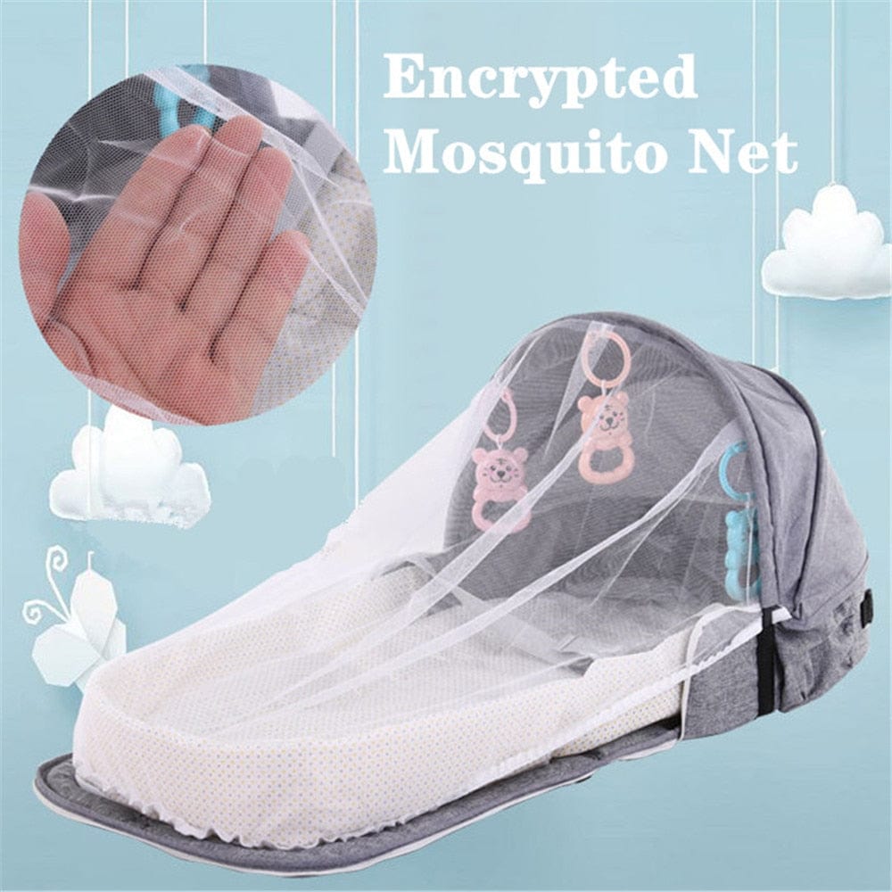 Portable Infant Bed with Mosquito Net Certified, ChemicalFree Baby Bed