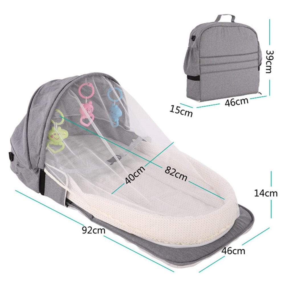 Portable Infant Bed with Mosquito Net Certified, ChemicalFree Baby Bed