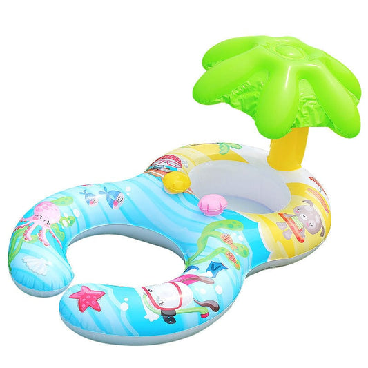 Proactive Baby ProBaby Inflatable Baby & Parent Swimming Ring Float with Sun Canopy