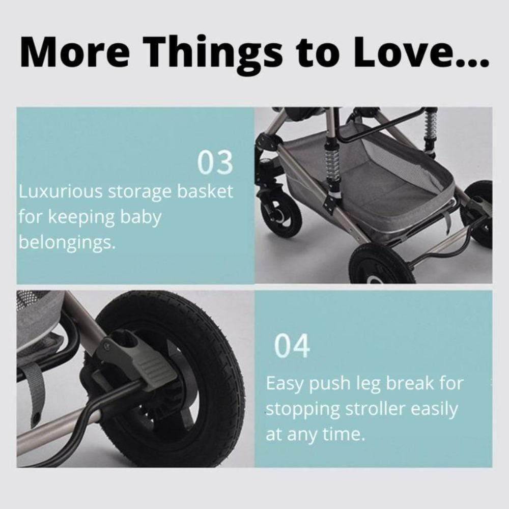 Probaby Luxury Baby Stroller For Newborn/Infant with 3-in-1 Functions
