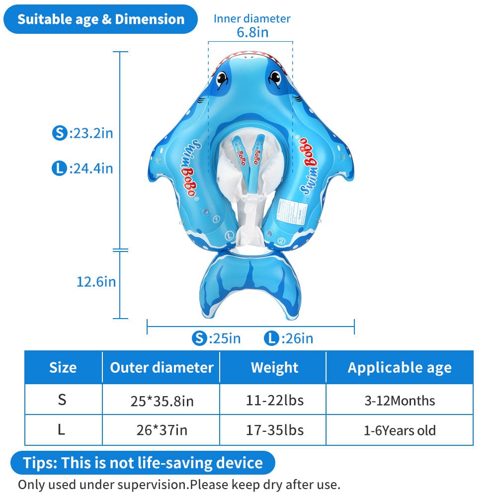 Proactive Baby SwimBoBo Inflatable Baby Float With Canopy Shark Variant Age 3 Months - 6 Years