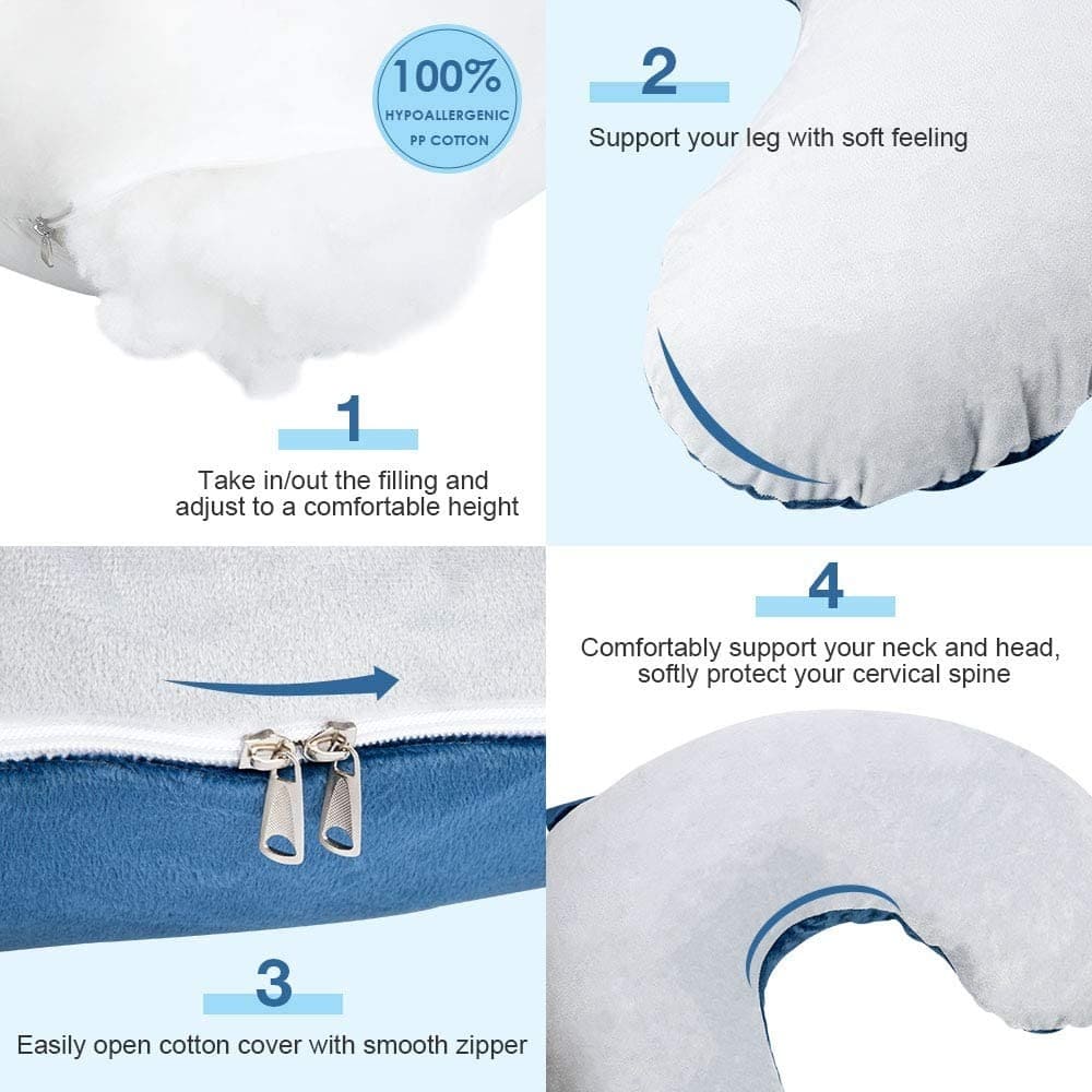 C Shaped Maternity Pillow , Pregnancy Pillow, Body Pillow with Zippered  Cover