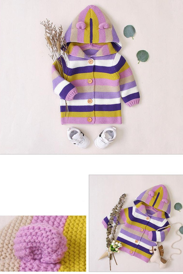 Toddler Baby Boy Girl Winter Hooded Knitted Sweater