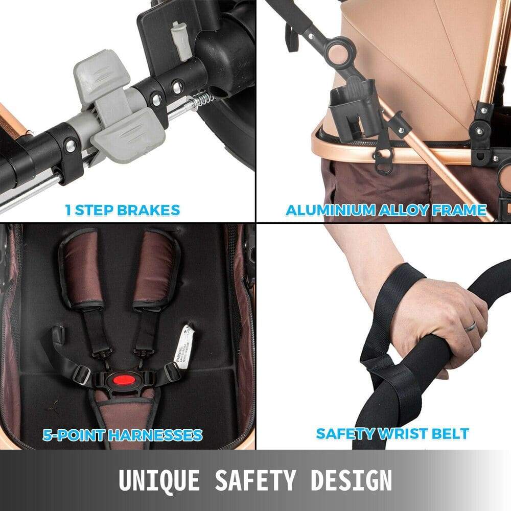 Proactive Baby Baby Pram Stroller VEVOR 2 in 1 Folding Baby Stroller