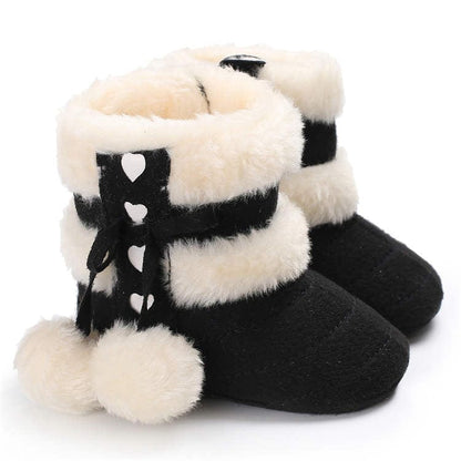 Proactive Baby Black / 0-6 Months Winter Warm Snow Baby Boots With Fluff Balls