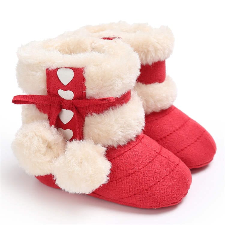 Proactive Baby Red / 0-6 Months Winter Warm Snow Baby Boots With Fluff Balls