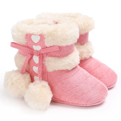 Proactive Baby rose red / 0-6 Months Winter Warm Snow Baby Boots With Fluff Balls
